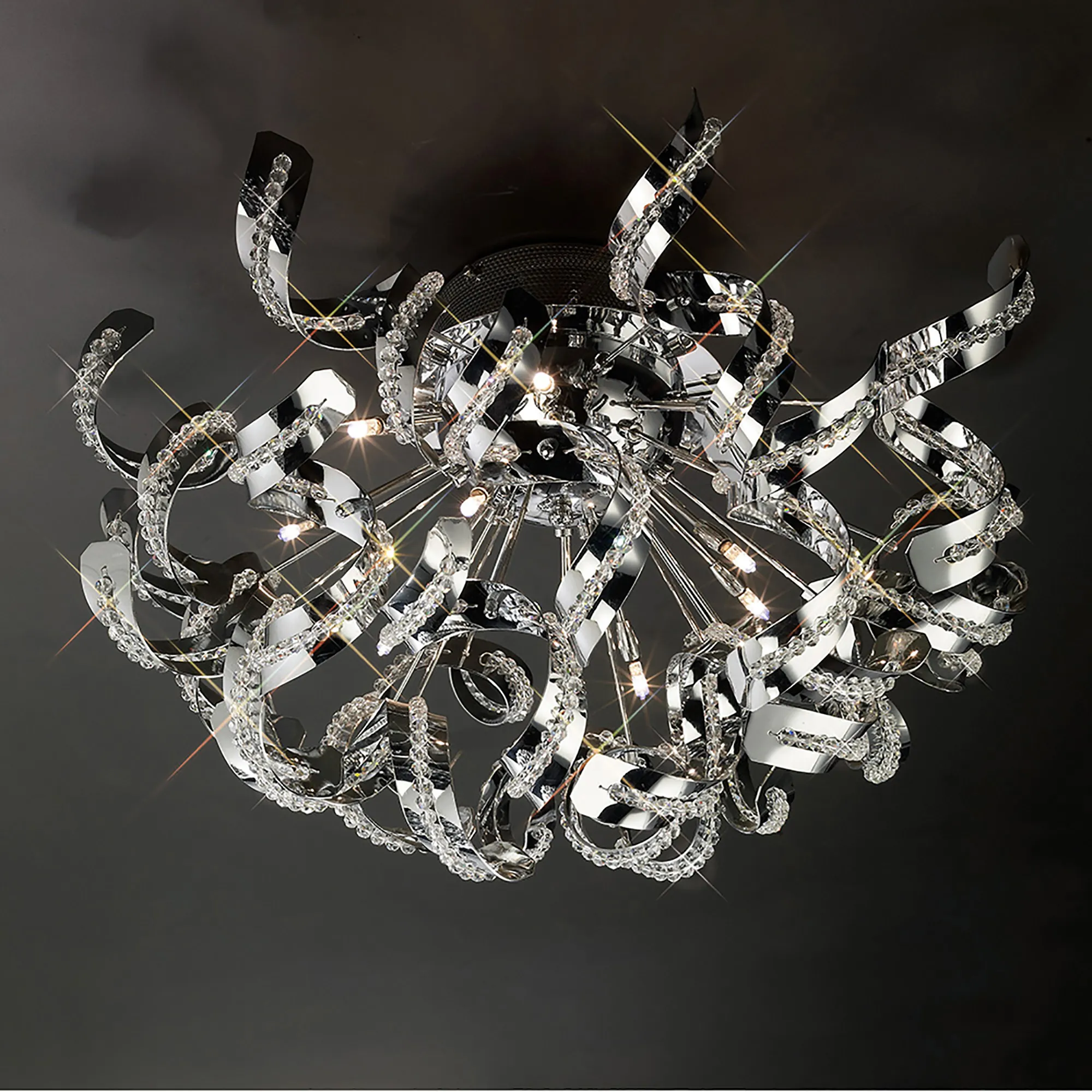 Esme Crystal Ceiling Lights Diyas Flush Crystal Fittings